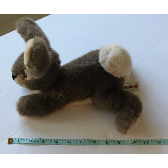 Aurora Plush Bunny Rabbit Stuffed Laying Down Big Ears Brown Realistic 10inch - Picture 8 of 9
